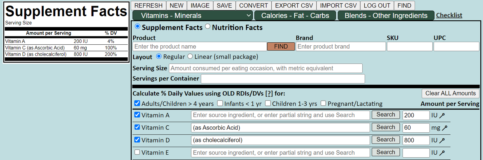 Convert Daily Examples Convert to New Daily Values – Label Application FAQs