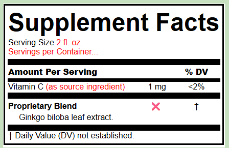 Supplement Facts panel showing marked errors